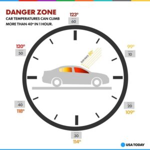 how hot does a car get when parked in summer